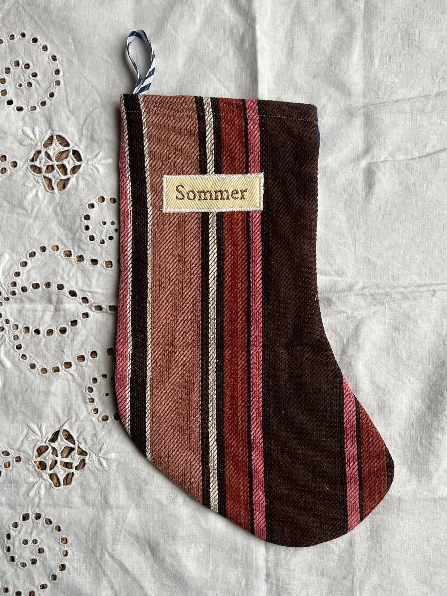 Made to order julesok i vintage tekstil - tilføj navn og motiv