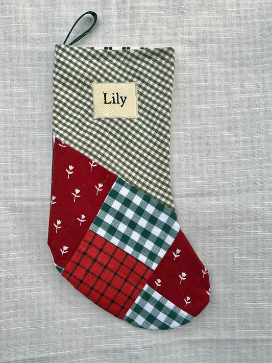 Made to order julesok i vintage tekstil - tilføj navn og motiv