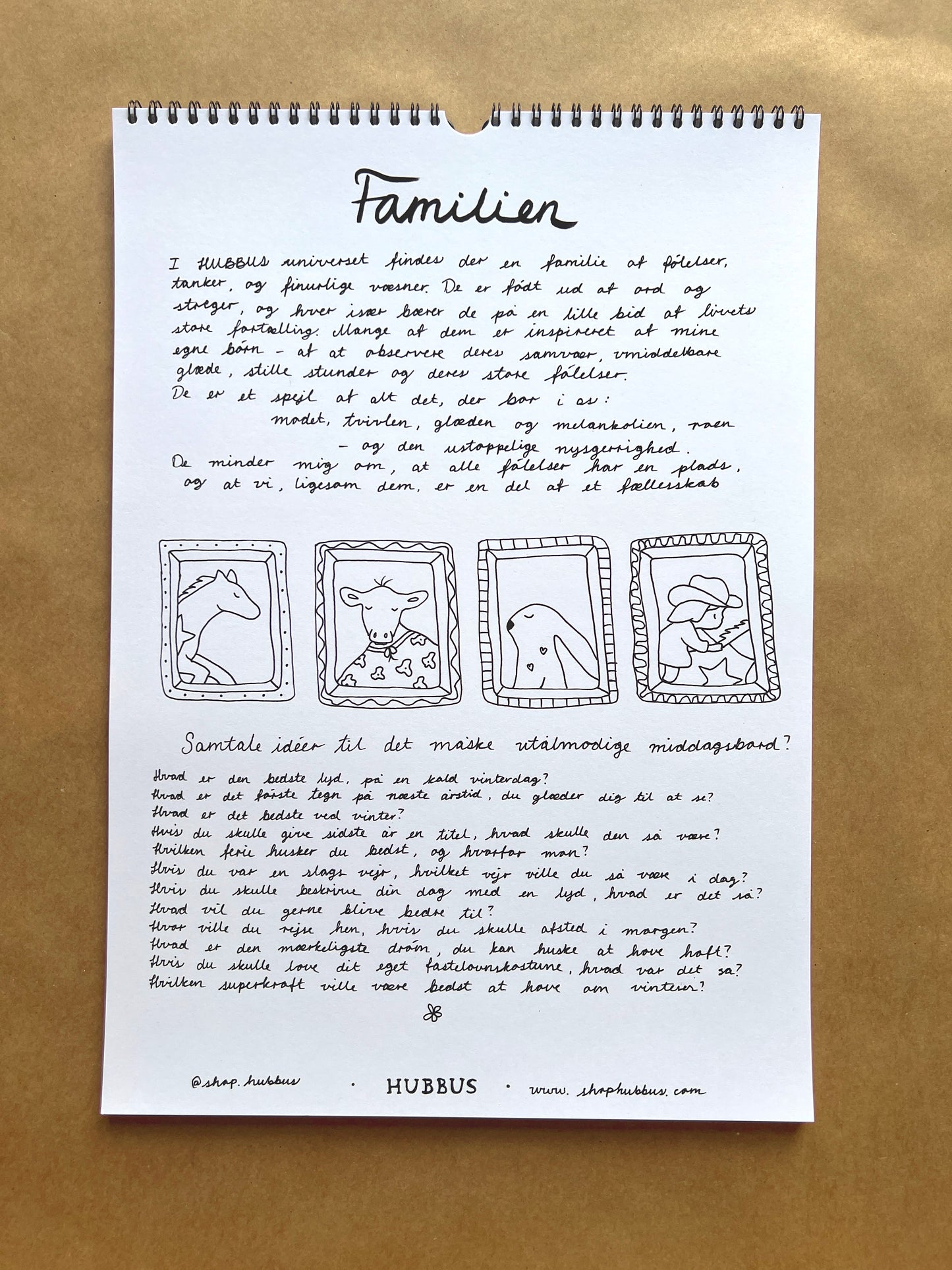 Hand-Drawn A3 Family Wall HUBBUS Calendar - Danish