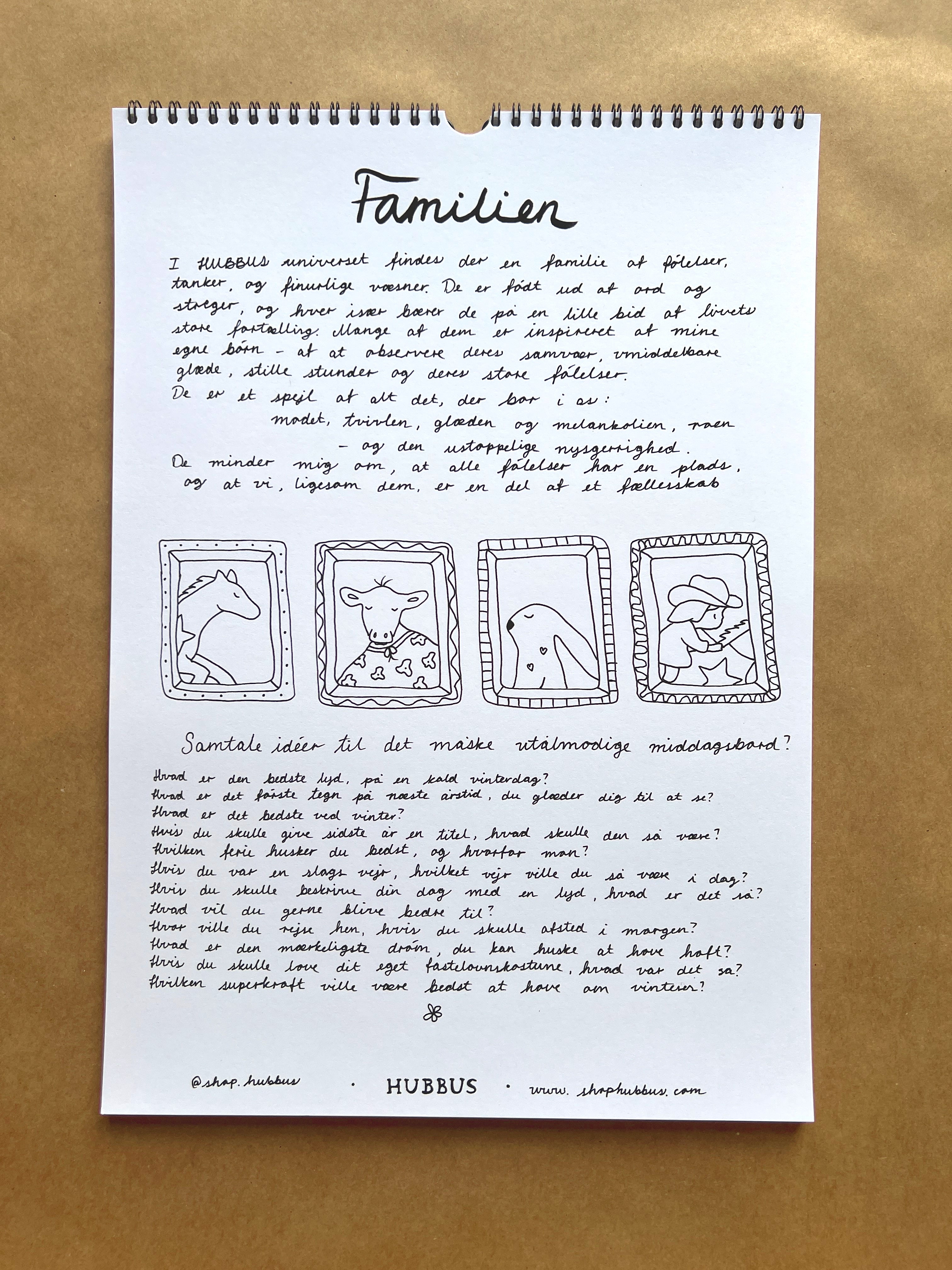 Hand-Drawn A3 Family Wall HUBBUS Calendar - Danish