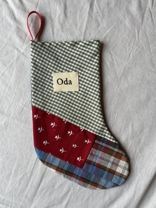Made to order julesok i vintage tekstil - tilføj navn og motiv