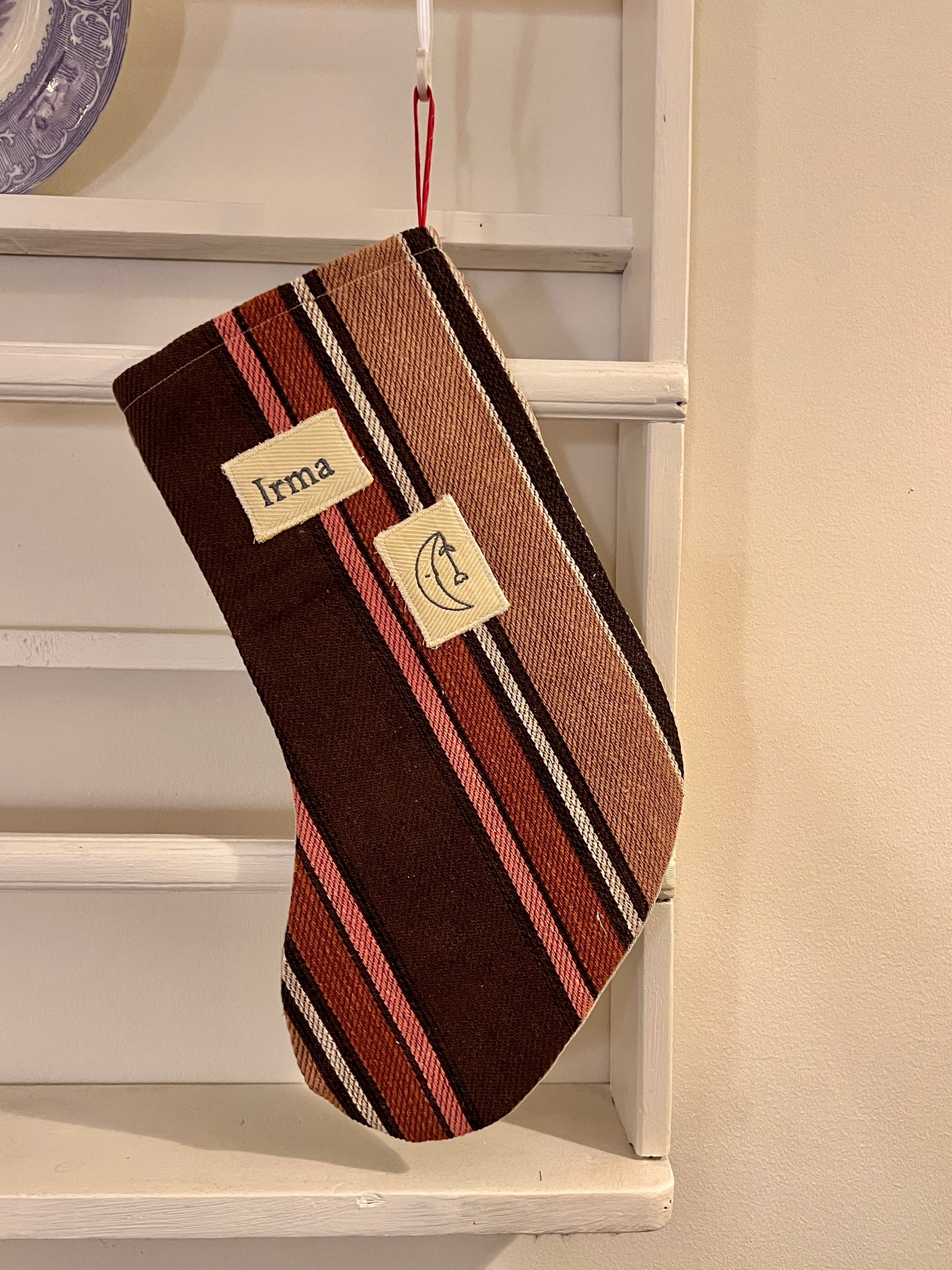 Made to order julesok i vintage tekstil - tilføj navn og motiv