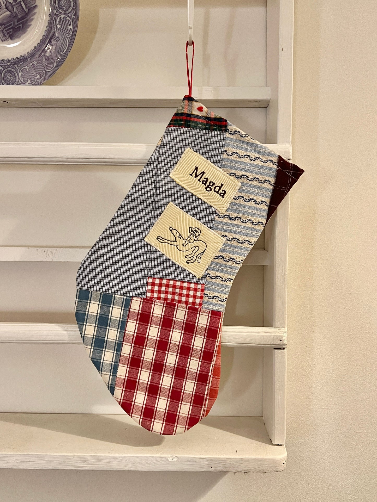 Made to order julesok i vintage tekstil - tilføj navn og motiv