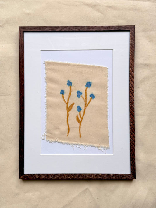 FORGLEMMIGEJ PÅ DENIM (blå/gul)