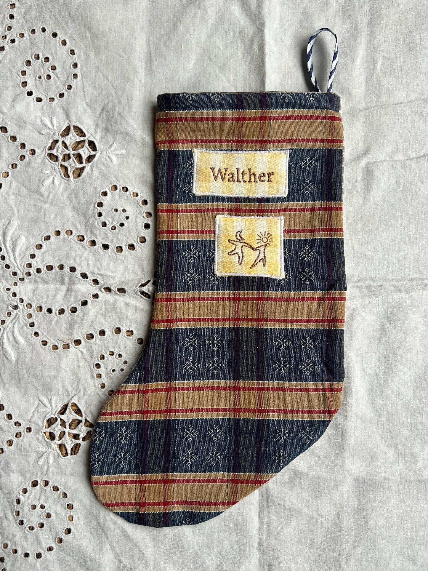 Made to order julesok i vintage tekstil - tilføj navn og motiv