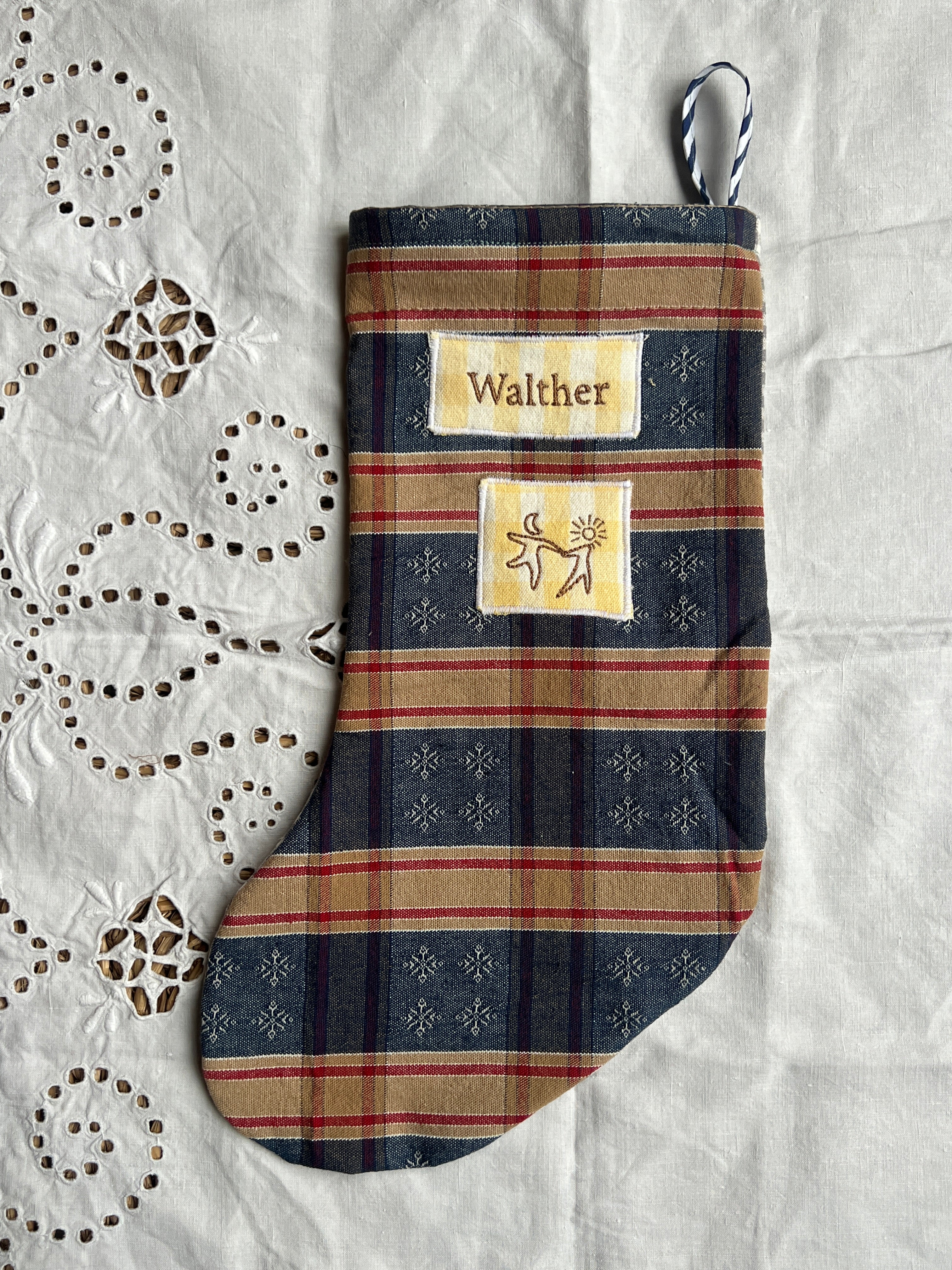 Made to order julesok i vintage tekstil - tilføj navn og motiv