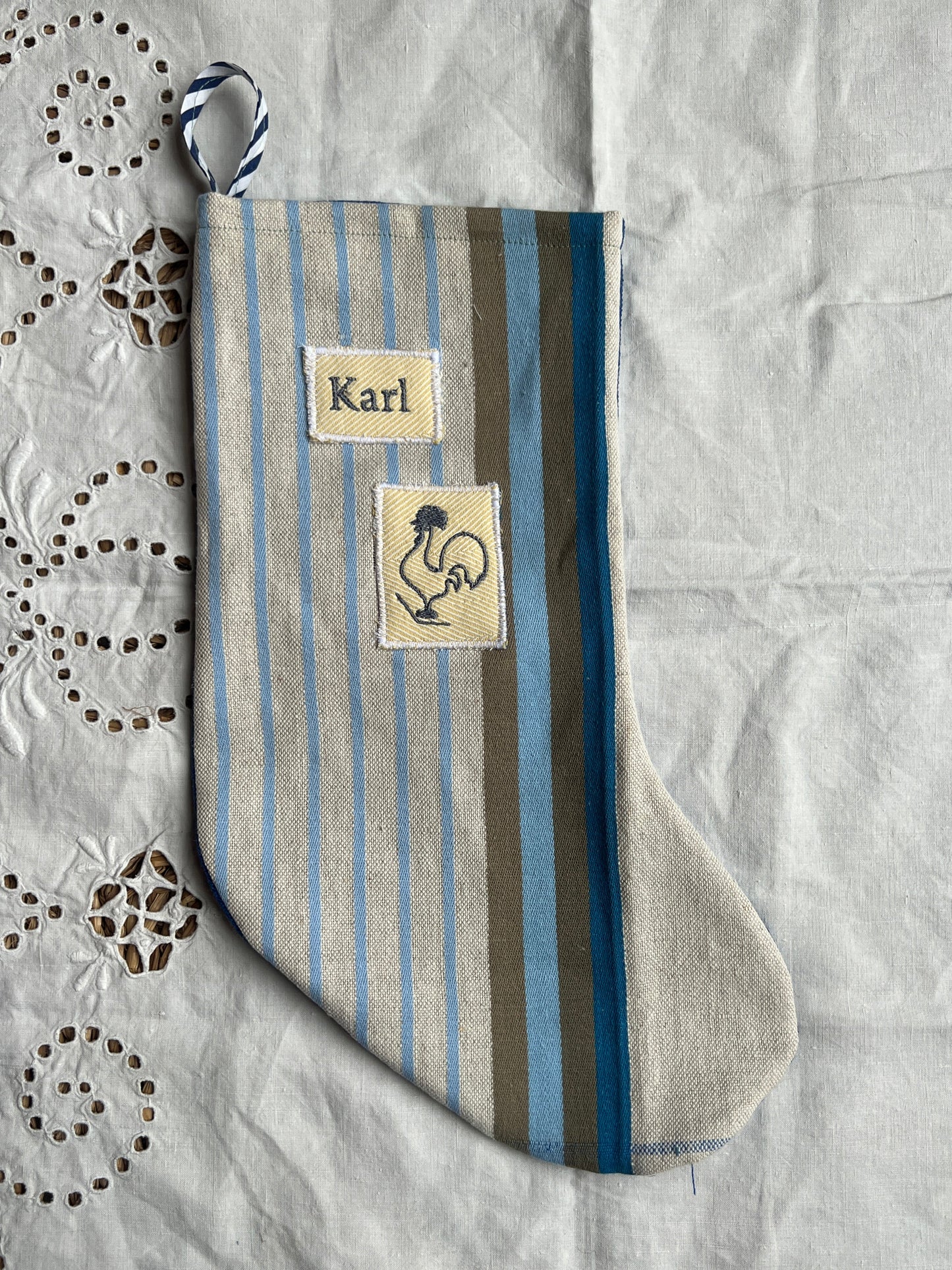 Made to order julesok i vintage tekstil - tilføj navn og motiv