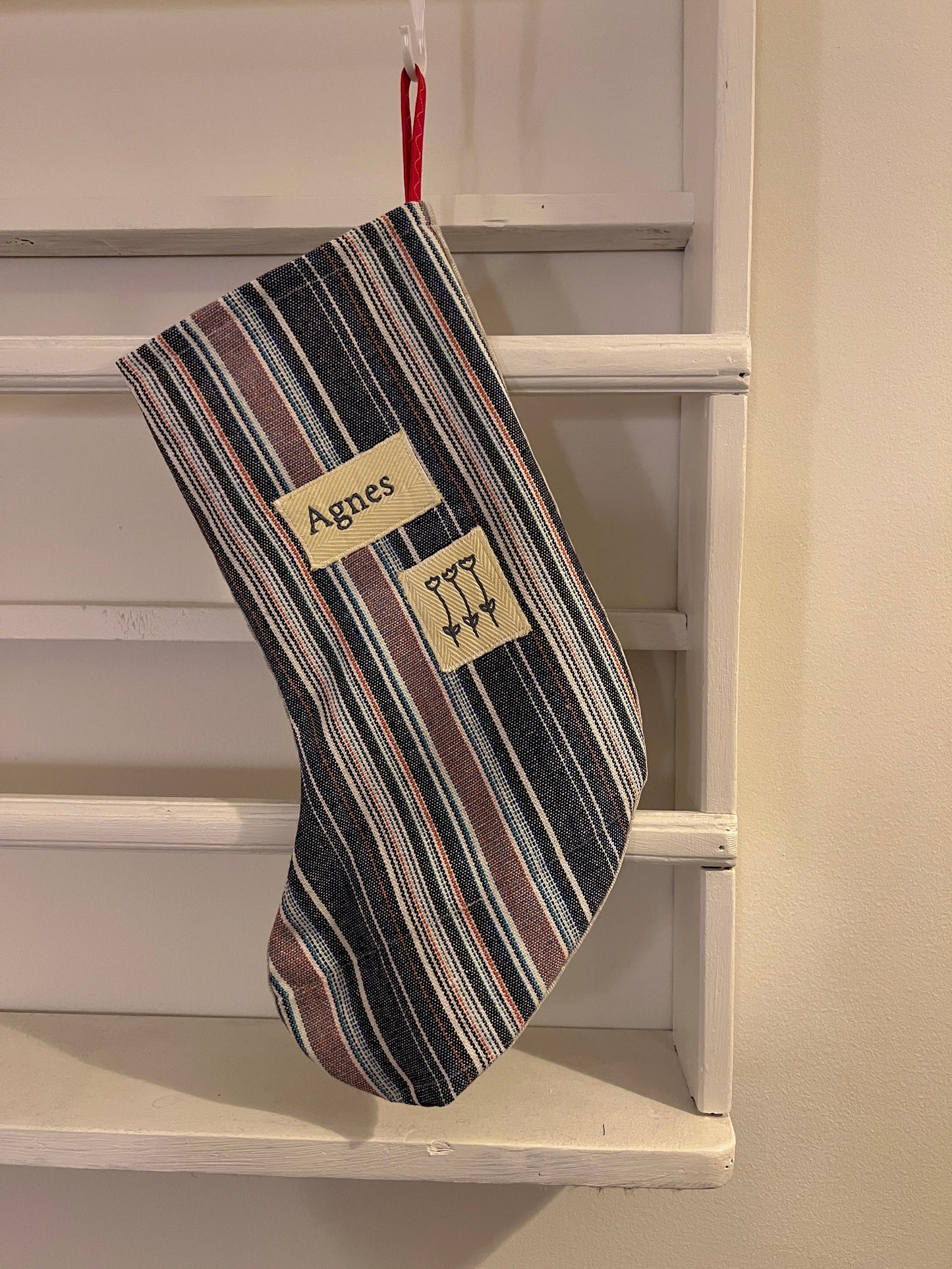 Made to order julesok i vintage tekstil - tilføj navn og motiv