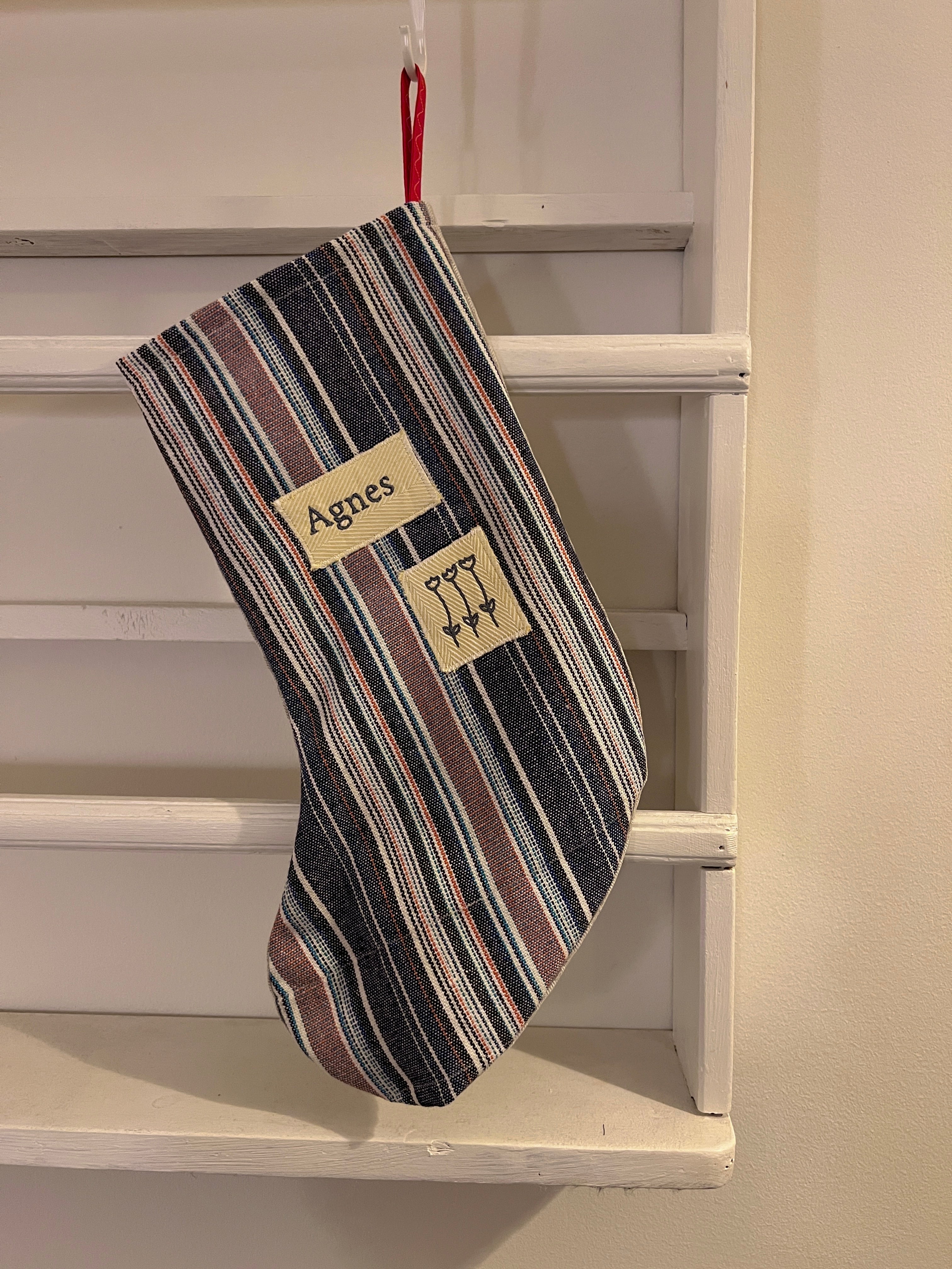 Made to order julesok i vintage tekstil - tilføj navn og motiv