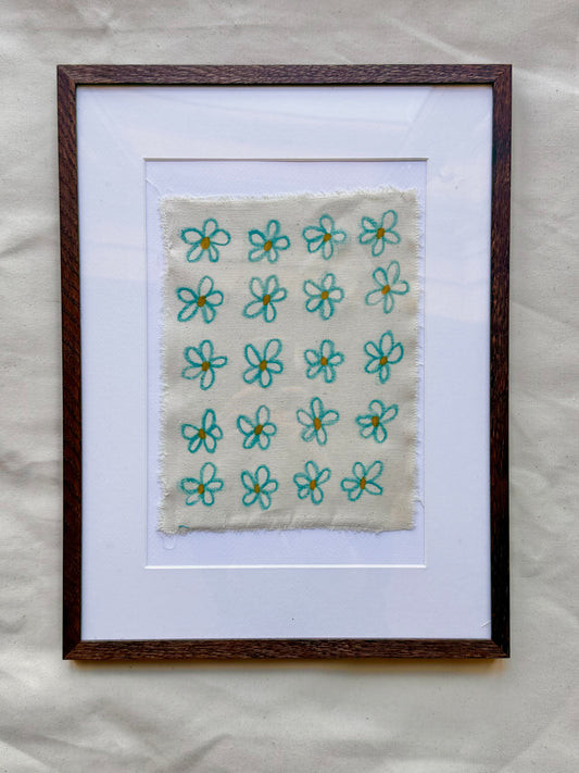 DAISY PÅ DENIM (turkis/gul)