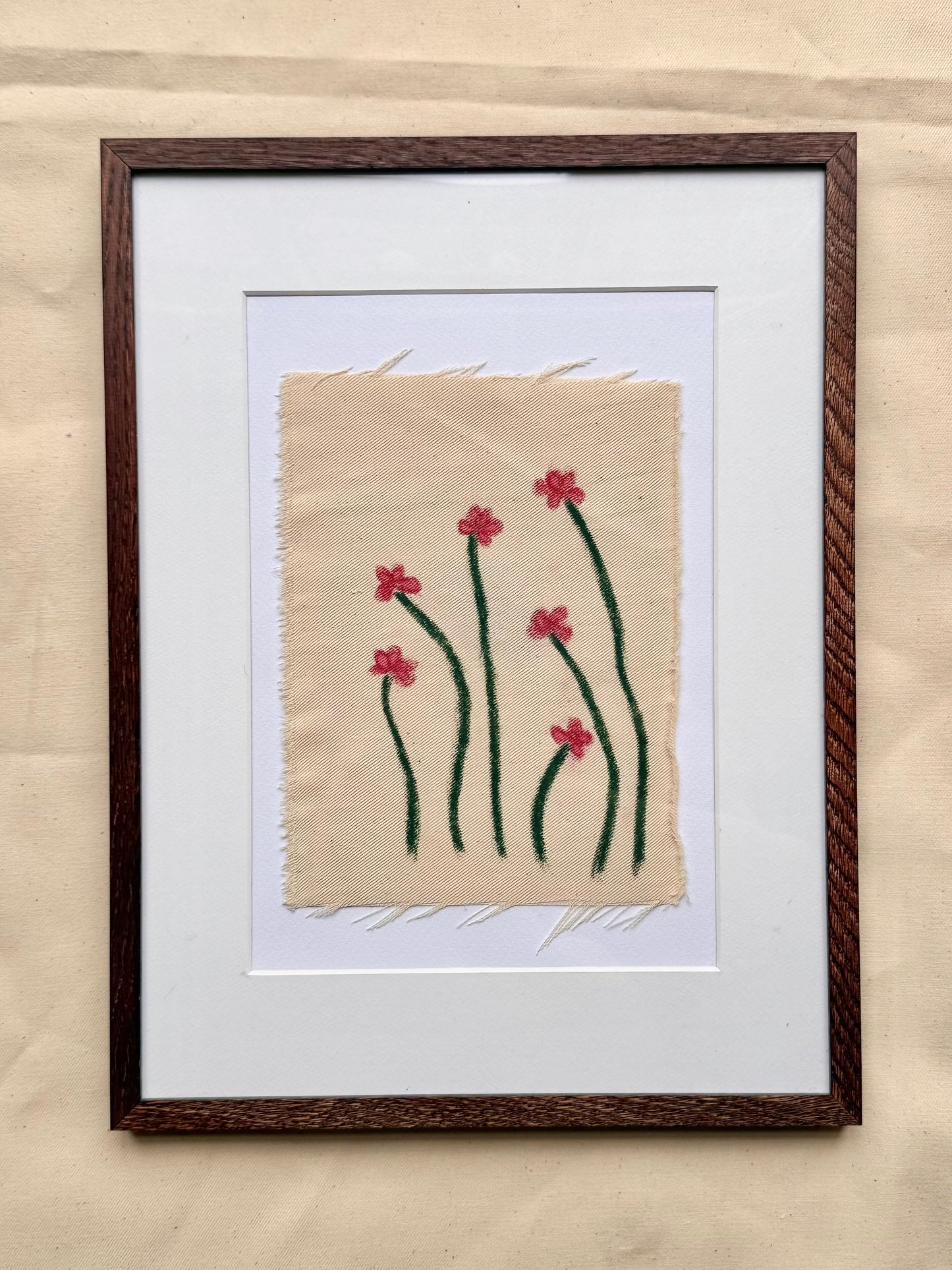 DAISY PÅ DENIM (rød/grøn)