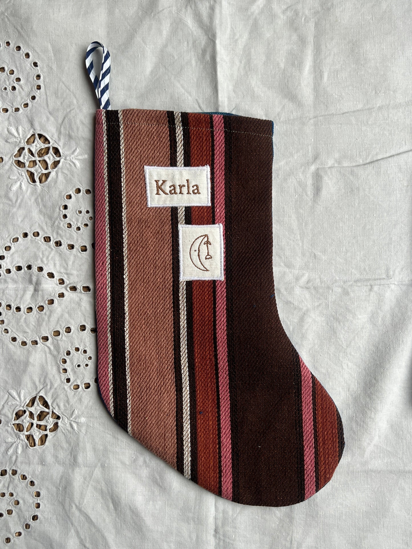 Made to order julesok i vintage tekstil - tilføj navn og motiv