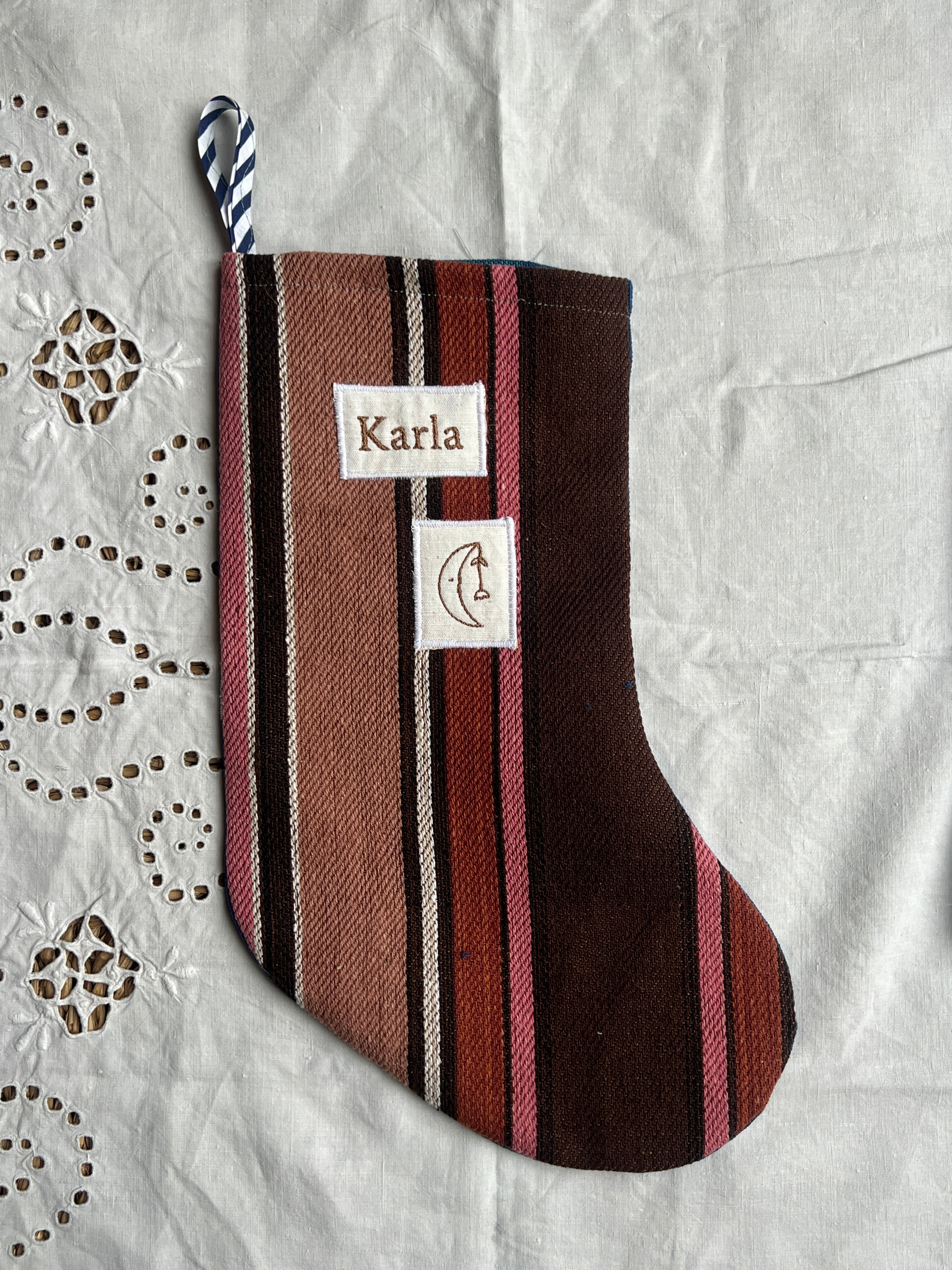 Made to order julesok i vintage tekstil - tilføj navn og motiv