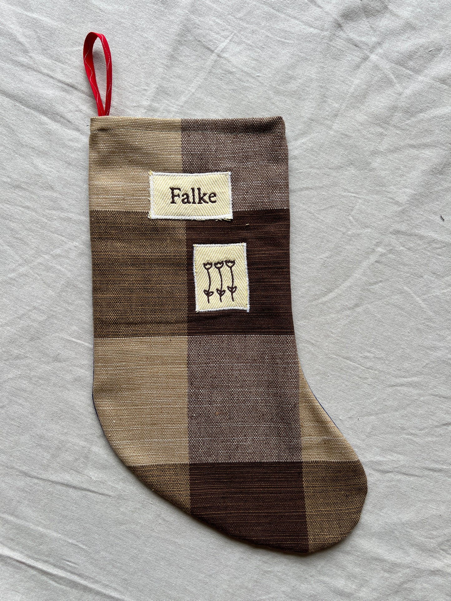 Made to order julesok i vintage tekstil - tilføj navn og motiv