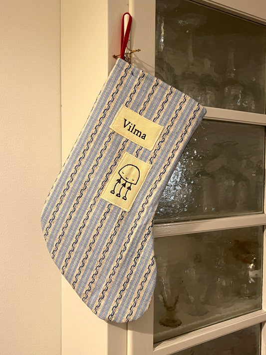 Made to order julesok i vintage tekstil - tilføj navn og motiv