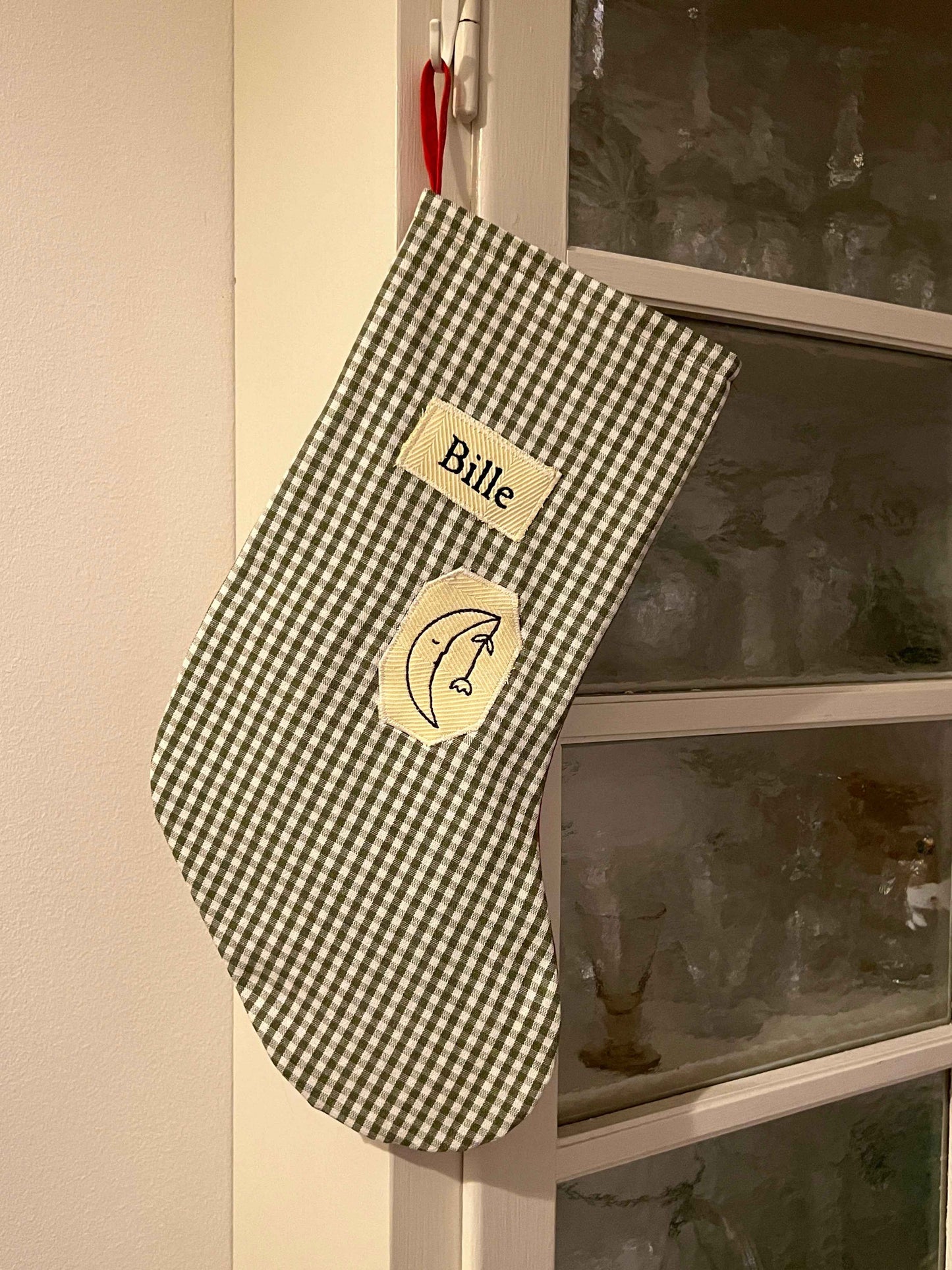 Made to order julesok i vintage tekstil - tilføj navn og motiv