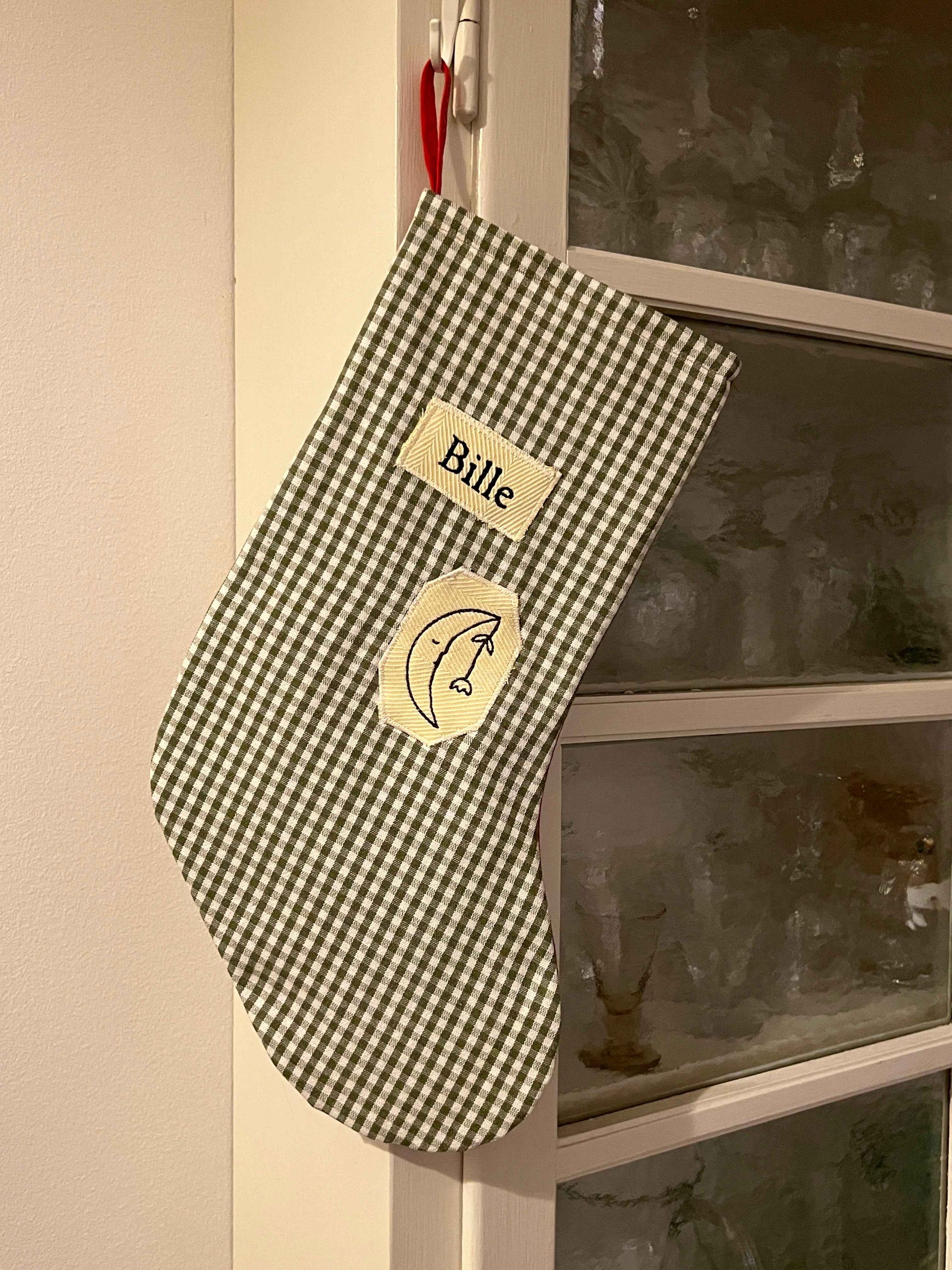 Made to order julesok i vintage tekstil - tilføj navn og motiv