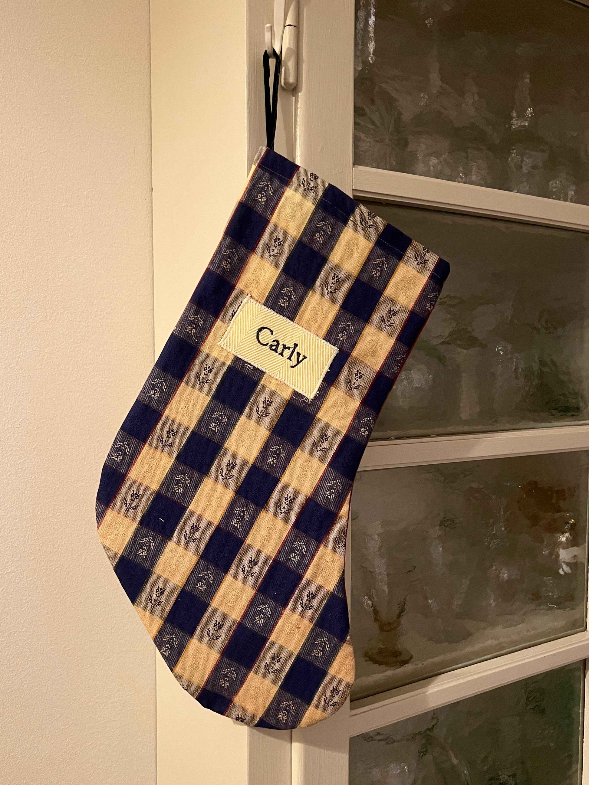 Made to order julesok i vintage tekstil - tilføj navn og motiv