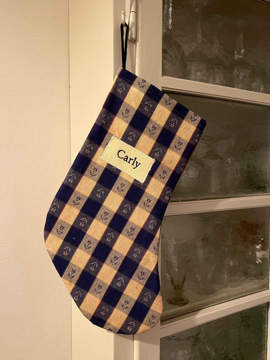 Made to order julesok i vintage tekstil - tilføj navn og motiv