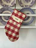 Made to order julesok i vintage tekstil - tilføj navn og motiv