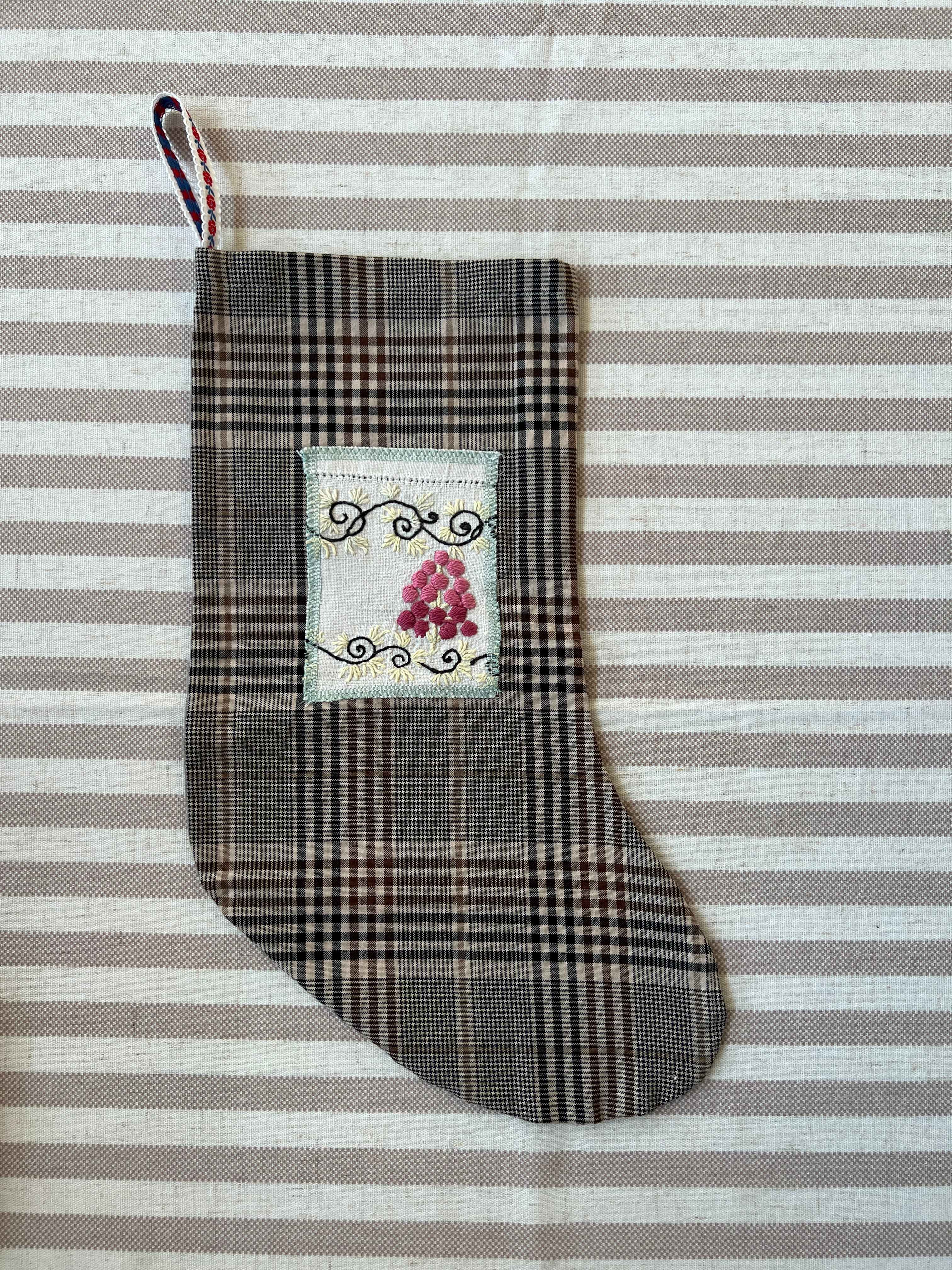 Made to order julesok i vintage tekstil - tilføj navn og motiv