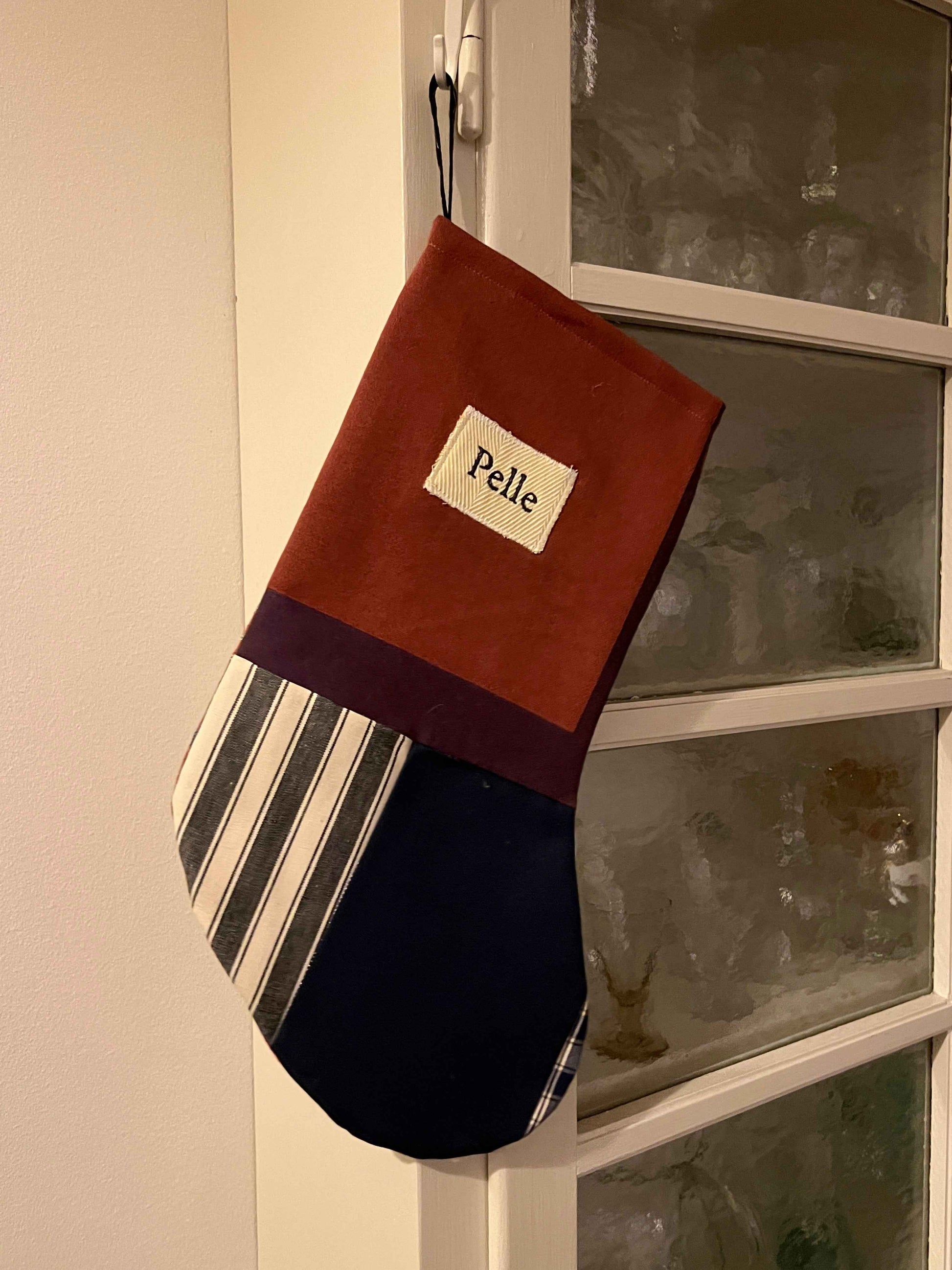 Made to order julesok i vintage tekstil - tilføj navn og motiv