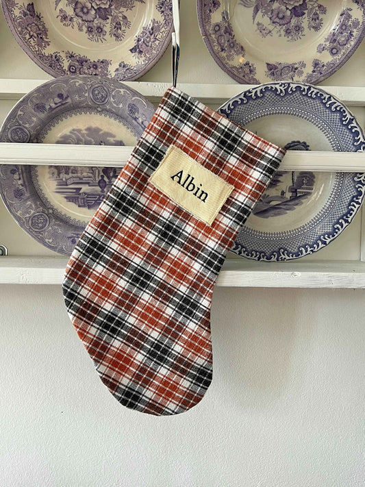 Made to order julesok i vintage tekstil - tilføj navn og motiv