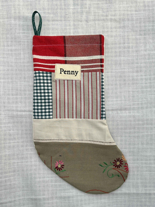 Made to order julesok i vintage tekstil - tilføj navn og motiv