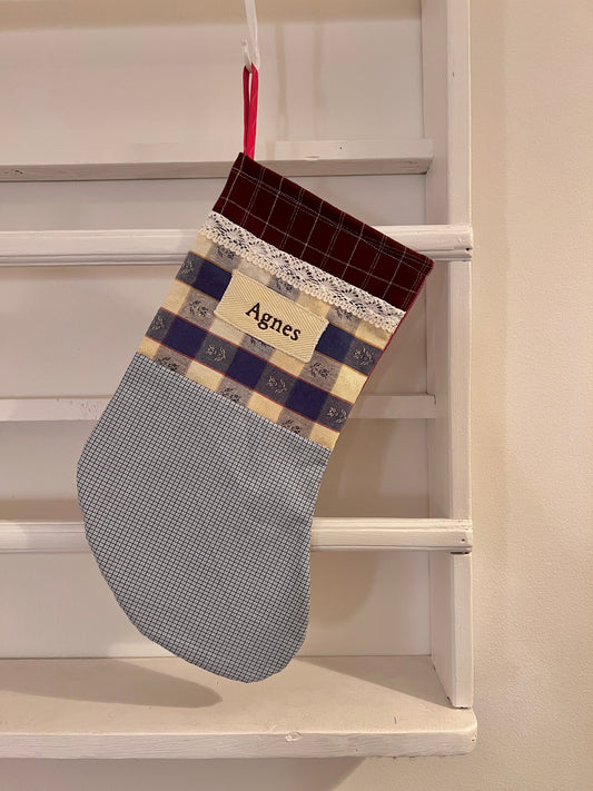 Made to order julesok i vintage tekstil - tilføj navn og motiv