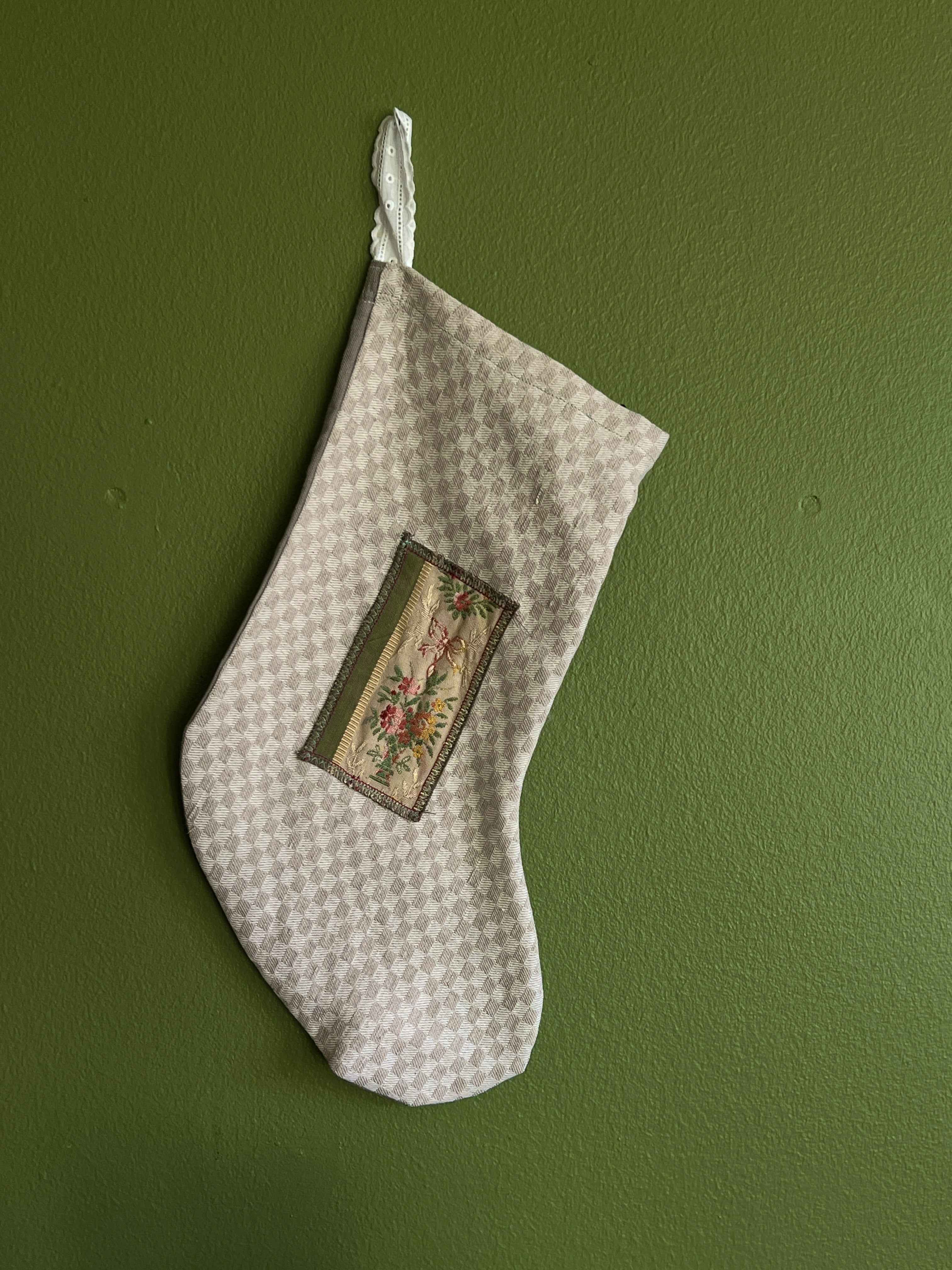 Made to order julesok i vintage tekstil - tilføj navn og motiv