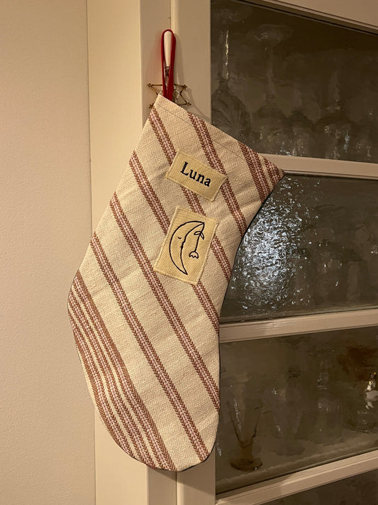 Made to order julesok i vintage tekstil - tilføj navn og motiv