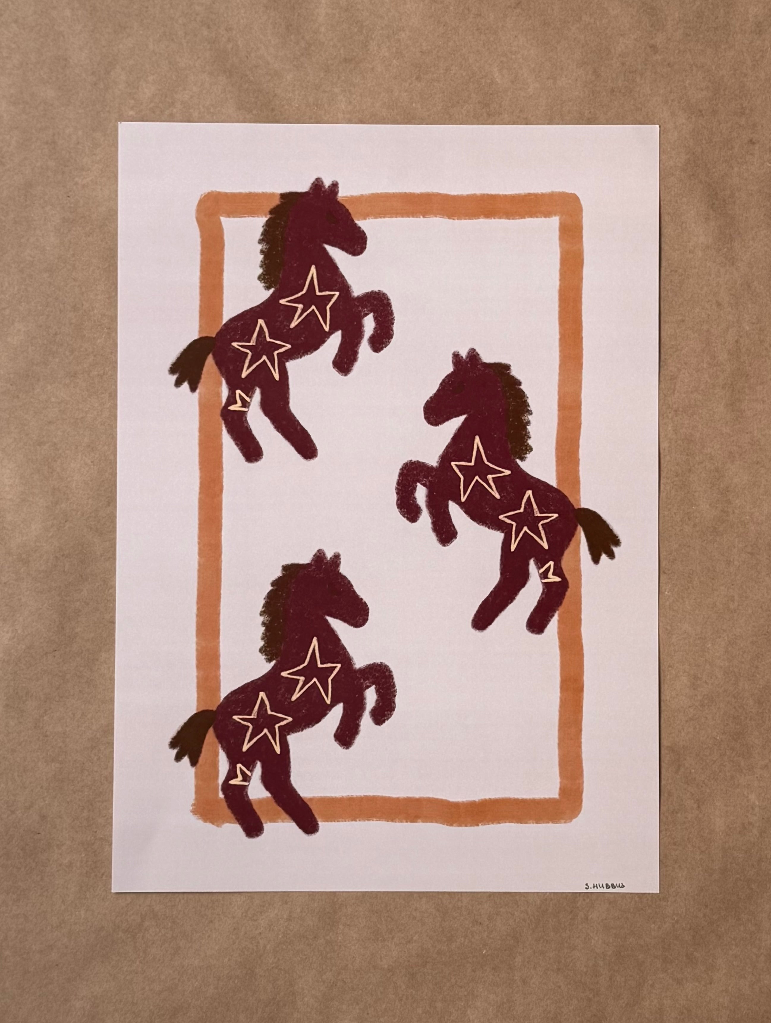 Stjerneheste - illustreret kunstprint
